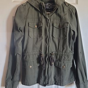 Olive green jacket with hood